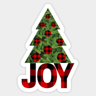 Christmas Joy with Buffalo Print Pattern and a Pine Tree Sticker